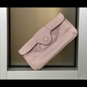 Soft gray lilac Leather clutch - snake texture